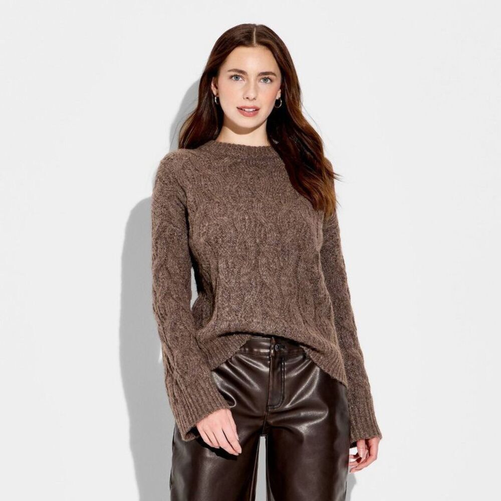 Wild Fable - Women's Crewneck Heritage Pullover Sweater - Wild Brown - Picture 2 of 3